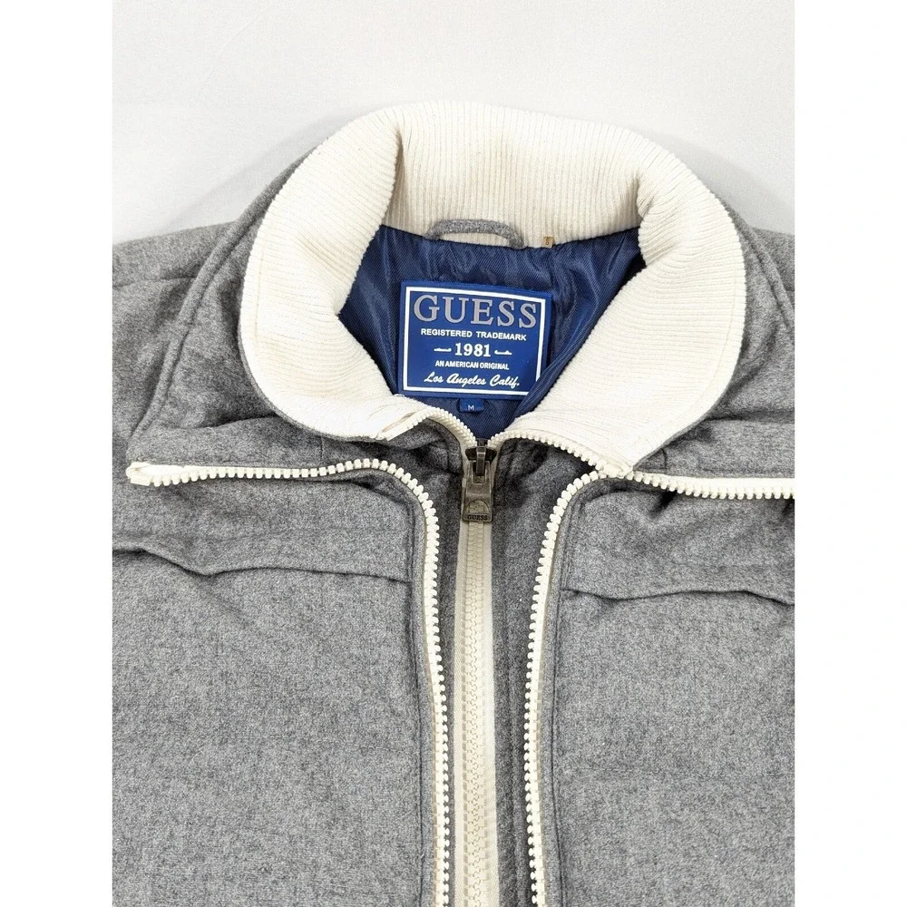 GUESS Double Zip HEAVY coat Double Zip‎ Winter Wool blend SZ. Men's MEDIUM GRAY